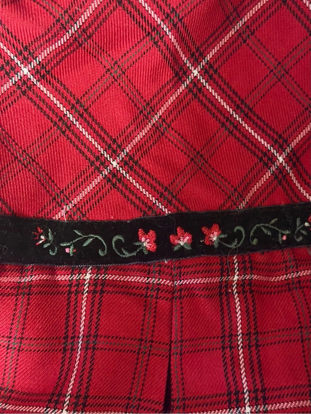 NWT OshKosh Red Plaid Holiday Dress with Embroidered Waist